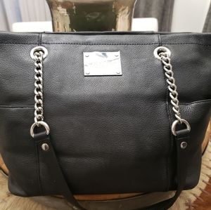 BEAUTIFUL BLACK LEATHER CALVIN KLEIN CHAIN BAG TOTE- MINT CONDITION!